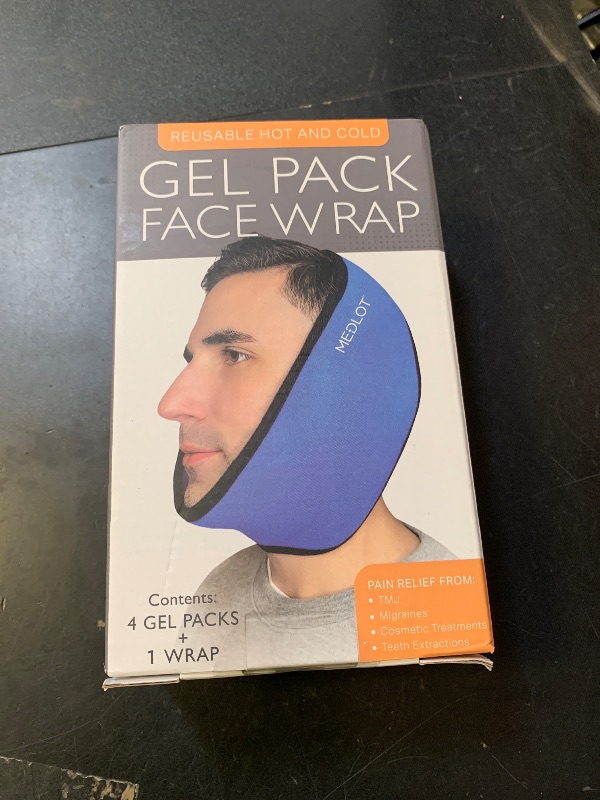 Photo 1 of LotFancy Face Ice Pack Wrap for TMJ, Wisdom Teeth, with 4 Reusable Hot Cold Therapy Gel Packs, Pain Relief for Head, Oral and Facial Surgery, Dental Implants, Blue
