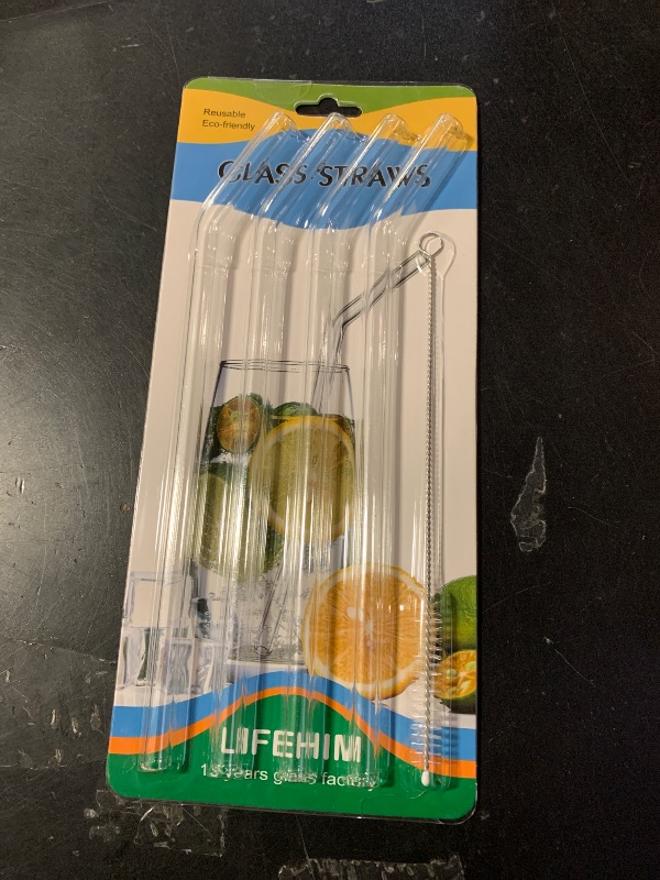 Photo 1 of 10 Inch 10mm Thick Reusable Glass Straws Bent - Long Clear Drinking Straws Wide for Smoothies, Milkshakes, Hot & Cold Beverages, Durable Borosilicate Glass, Shatter Resistant, BPA Free