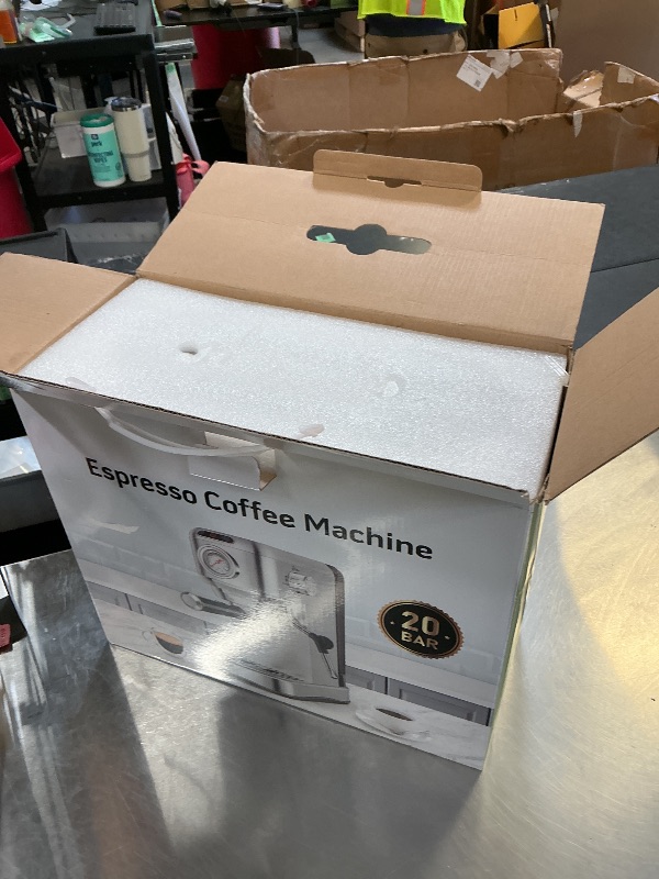 Photo 1 of Espresso Machine 20 Bar, Compact Espresso Maker, Stainless Steel Professional Expresso Coffee Machines with Steam Milk Frother & 34oz Removable Water Tank for Home & Office, Latte, Cappuccino, Silver