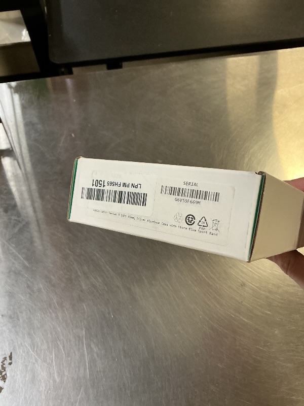 Photo 1 of Apple Watch Series 9 [GPS 45mm] Silver Aluminum Case with Storm Blue Sport Band S/M (Renewed Premium)