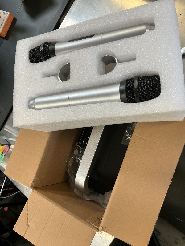 Photo 1 of Portable Karaoke Machine, with Wireless Microphones, Bluetooth Party Speaker with LED Lights, Loud Subwoofer, USB/AUX, Outdoor Karaoke Speaker for Adults & Kids, Home & Party