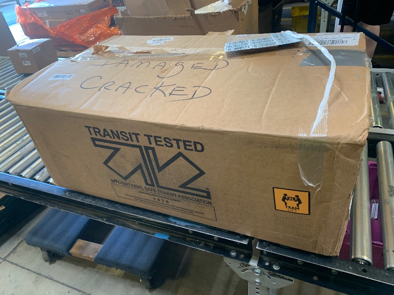 Photo 1 of **SELLING FOR PARTS--DAMAGE--CRACKED**KRAUS Turino Workstation 33-inch Farmhouse Reversible Apron Front Fireclay Single Bowl Kitchen Sink with Accessories in Gloss White, KFR4-33GWH