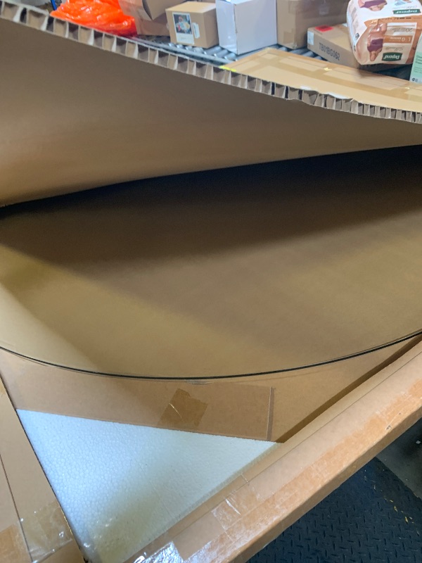 Photo 1 of 55" x 55" Round Tempered Glass Chair Mat for Carpet & Hardwood, Heavy-Duty Glass Floor Mat for Office Chair, Durable Glass Desk Mat for Home and Office