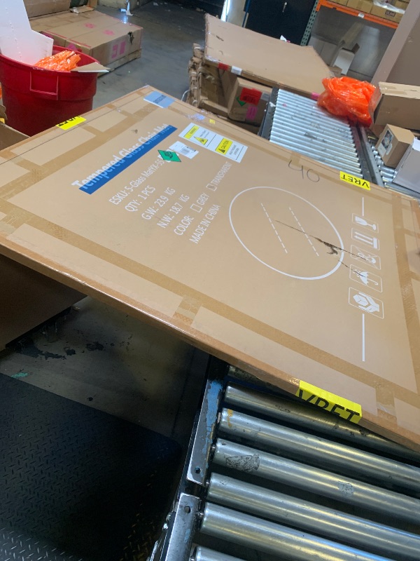 Photo 1 of 55" x 55" Round Tempered Glass Chair Mat for Carpet & Hardwood, Heavy-Duty Glass Floor Mat for Office Chair, Durable Glass Desk Mat for Home and Office