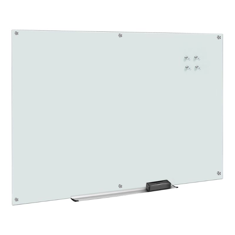Photo 1 of Amazon Basics Glass Dry-Erase Board, Magnetic Frameless Whiteboard, 72W" x 48H", Magnetic White