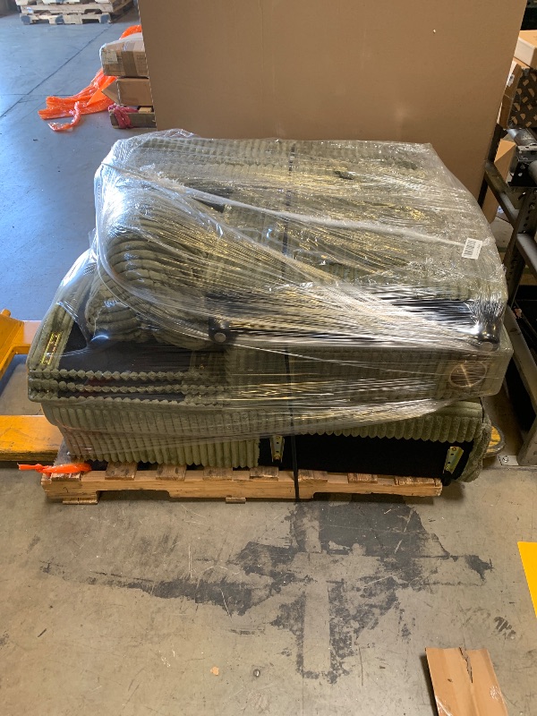 Photo 1 of LINSY HOME Pull Out Sleeper Sofa Sectional Couches for Living Room, L Shaped Plush Corduroy Couch with Storage&USB Charging, Convertible Cloud Sectional Sofa Bed for Apartment, Green