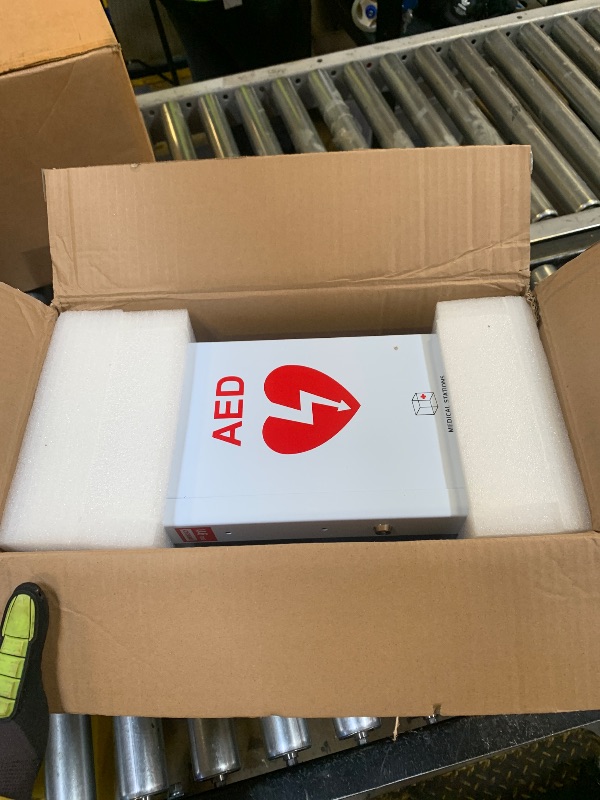 Photo 1 of AED Defibrillator Wall Mount Cabinet | Optional Alarm & Lock | Durable Steel Frame | Fits Most Brands of AED's for Public Spaces or Home (White)(AED NOT Included)