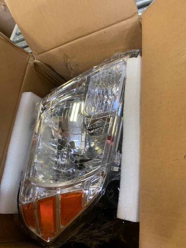 Photo 1 of ELH Headlight Assembly Fit For 2009-2021 Nissan Frontier 4-Door Sedan Driver And Passenger Side (Chrome Housing With Amber Reflector)