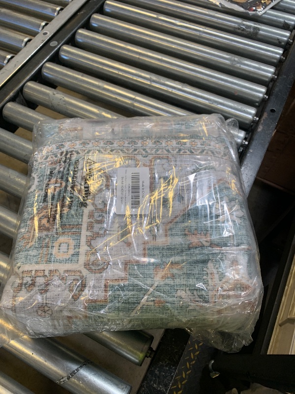 Photo 1 of Area Rugs for Living Room - 4x6, Boho Non-Slip Low Pile Carpet Machine Washable Rugs for Bedroom, Farmhouse, Office, Dining Room (Green)