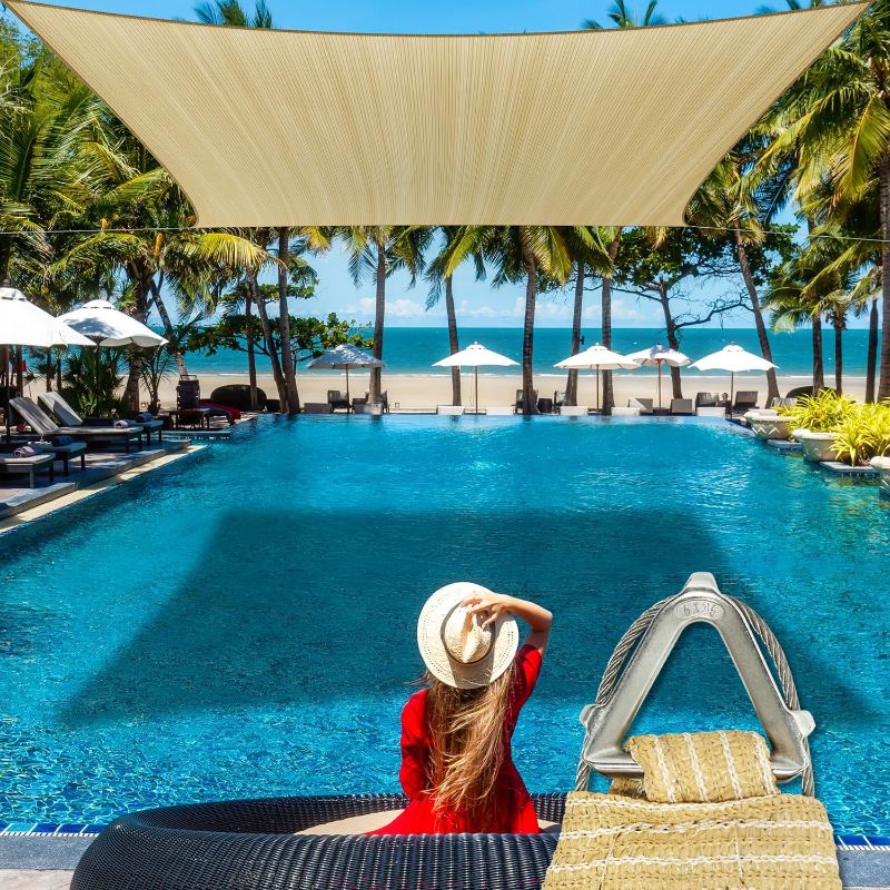 Photo 1 of  Heavy Duty 20' x 22' Beige Sun Shade Rectangle Pro Ring Shade Sail, 260 GSM Commercial Grade UPF50 Sunshade, Reinforced Corners & Edges