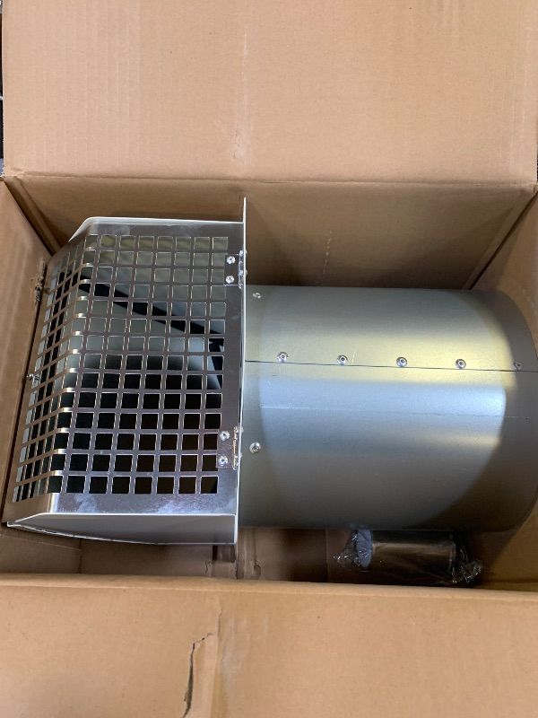 Photo 1 of 8 Inch Hooded Wall Vent with Damper&Screen, Wall Exhaust Vent Cover Cap, White Dryer Cover Outside, External Extractor Covers Hood for Residential Housing Kitchen Range Hood Air Ventilation