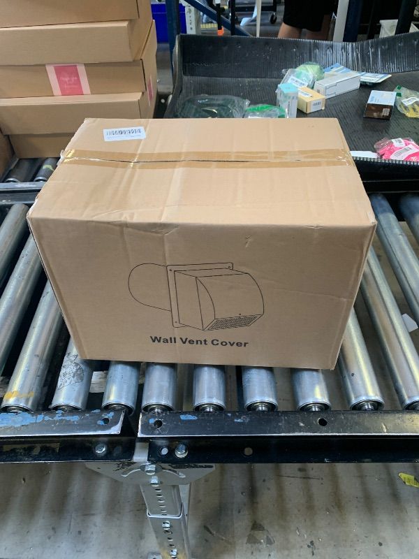 Photo 1 of 8 Inch Hooded Wall Vent with Damper&Screen, Wall Exhaust Vent Cover Cap, White Dryer Cover Outside, External Extractor Covers Hood for Residential Housing Kitchen Range Hood Air Ventilation