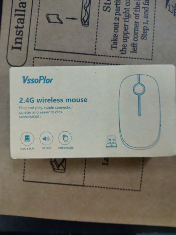 Photo 1 of VssoPlor Wireless Mouse, 2.4G Slim Portable Computer Laptop Mouse with Nano Receiver Quiet Silent Optical Mice for Notebook, PC, Laptop, Computer-Black and Gold
