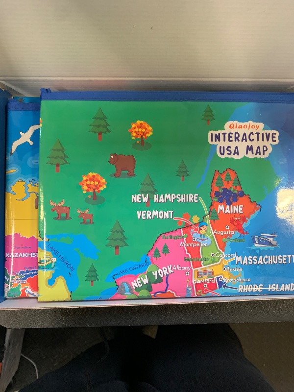 Photo 1 of Qiaojoy Bilingual Interactive for Kids Talking USA Map World Map for Kids Learning, Geography Toys Games Educational Electronic Map Personalized Gift/Toys for 4 5 6 7 8 9 10 Year Old Girls/Boys