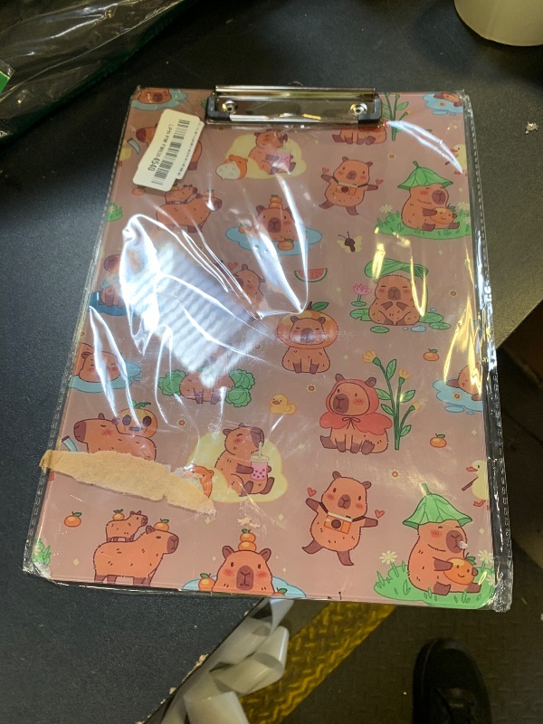 Photo 1 of Cartoon Happy Capybaras Clipboard, Cute Decorative Clip Board with Metal Clip Pretty Plastic Clipboards A4 Standard Size 12.6" X 8.9" for Kids, Teacher, Students, Nurses & Office