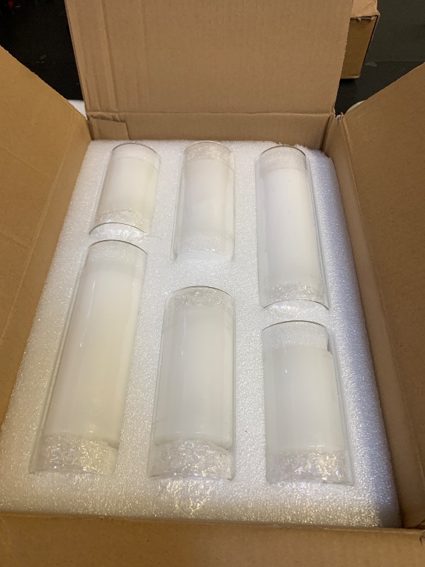 Photo 1 of FFUW 24 Pcs White Pillar Candles with Glass Candle Holder Hurricane Glass Candle Holders Clear Cylinder Vases for Centerpieces Wedding Office Party Home Table Decor