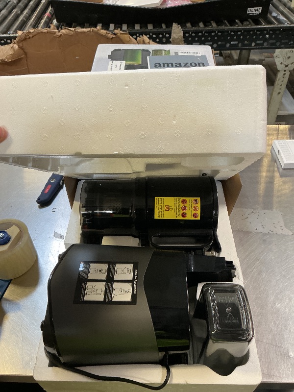 Photo 1 of EanOruus Cold Press Juicer, 5.8" Wide Feed Chute Juice Extractor Machine with 400W, High Juice Yield, Slow Masticating Juicer for Whole Vegetables & Fruits, Dark Grey