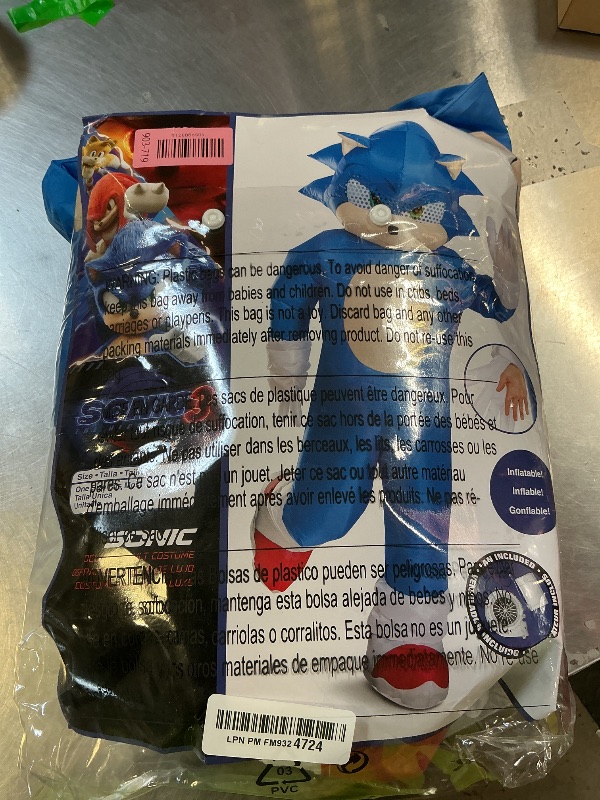 Photo 1 of Disguise Sonic Inflatable Costume for Adults, Official Sonic Movie 3 Inflating Costume Outfit with Fan, One Size