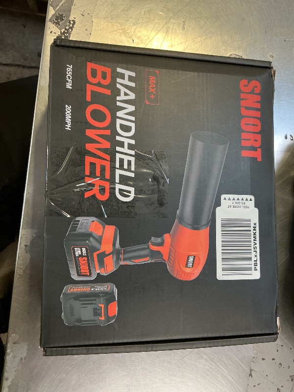 Photo 1 of *SEELING FOR PARTS ONLY* SNJORT Leaf Blower Cordless with Battery and Charger, 980,000 RPM, Extended Nozzle, Blower for Patio Cleaning,Blowing Leaves and Dust?Birthday Gifts for Men Dad Husband (Persian Orange)