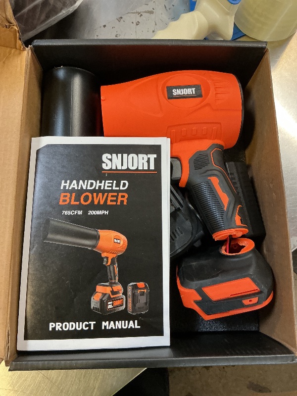 Photo 1 of *SEELING FOR PARTS ONLY* SNJORT Leaf Blower Cordless with Battery and Charger, 980,000 RPM, Extended Nozzle, Blower for Patio Cleaning,Blowing Leaves and Dust?Birthday Gifts for Men Dad Husband (Persian Orange)