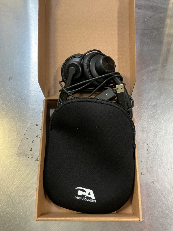 Photo 1 of Cyber Acoustics Professional USB Headset with Noise Cancelling Microphone (AC-404) Wired Headphones with Mic, Computer Headset for Home Office, Teams & Skype, USB-C/USB-A, Carry Pouch