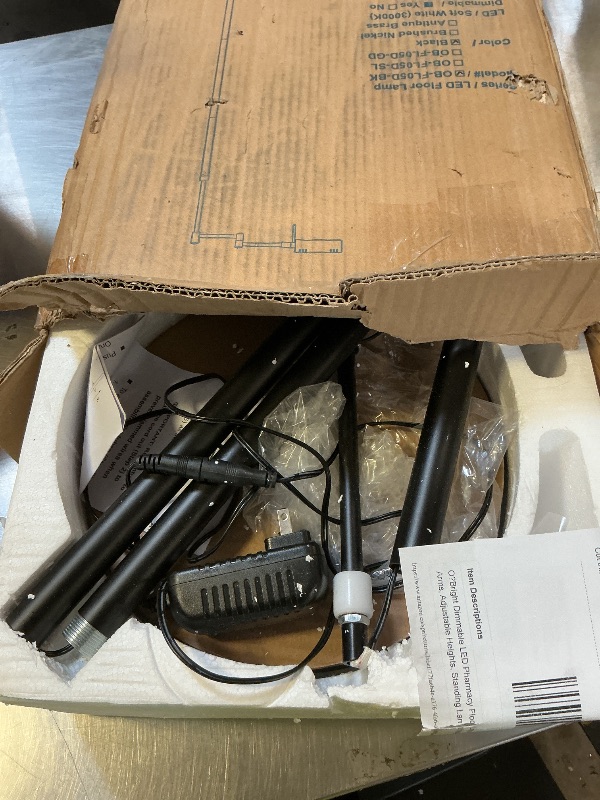 Photo 1 of **SELLING FOR PARTS**O’Bright Dimmable LED Pharmacy Floor Lamp, 12W LED, Full Range Dimming, 360 Degree Swing Arms, Adjustable Heights, Standing Lamp for Reading, Sewing, and Craft, ETL Listed (Black)