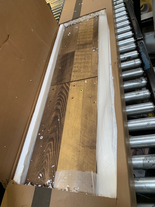 Photo 1 of CABIHOME 71" Long Dining Table for 6-8, Large Farmhouse Rectangular Kitchen Dining Room Table, Wooden, Thick Frame & Sturdy Triangular Legs, Wood Strip Base for Dinner, Kitchen, Office, Rustic Brown