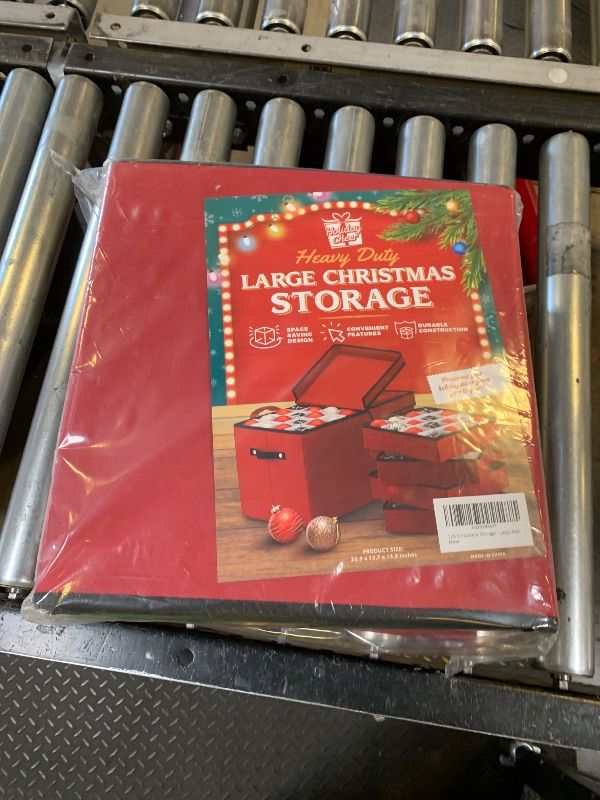 Photo 1 of Holiday Cheer Premium Christmas Ornament Storage with 8 Tray – Christmas Storage Container with Dividers Perfect for Holiday Decorations– Fits 128 Holiday Ornaments – Tear-Proof Fabric