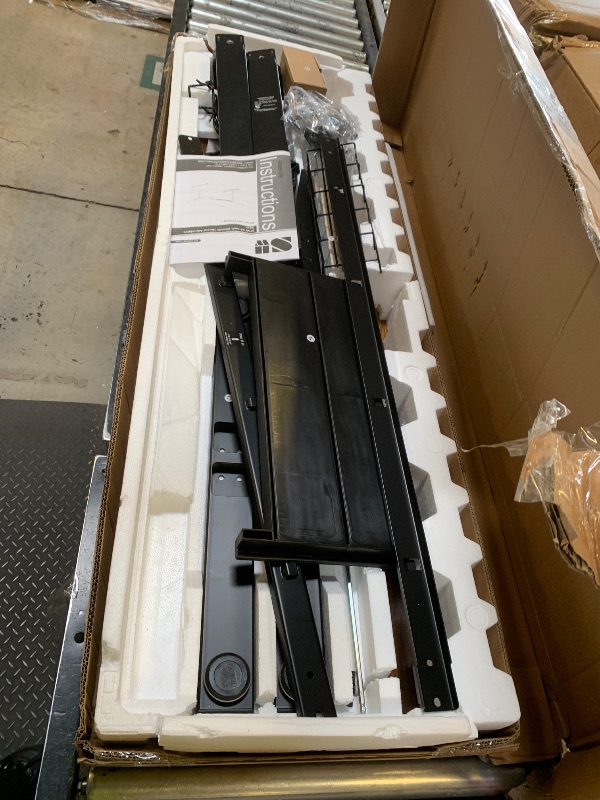 Photo 1 of SHW 55 x 28 Inches Electric Height Adjustable Standing Desk with Drawer and Memory Preset, Walnut