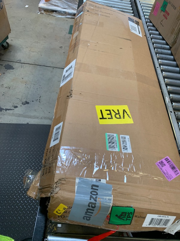 Photo 1 of SHW 55 x 28 Inches Electric Height Adjustable Standing Desk with Drawer and Memory Preset, Walnut