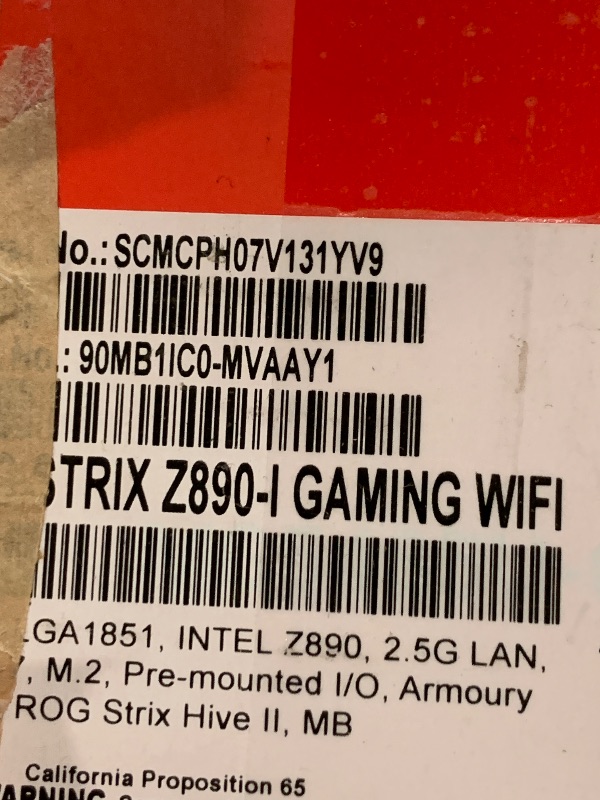 Photo 1 of ASUS ROG STRIX Z890-I GAMING WIFI Intel® Z890 LGA 1851 Mini-iTX motherboard, Intel® Core™ Ultra Series 2 Ready, Advanced AI PC-ready, 10+2+1+1 stages, DDR5, WiFi 7, 2x M.2, Thunderbolt™ 4, USB Type-C®