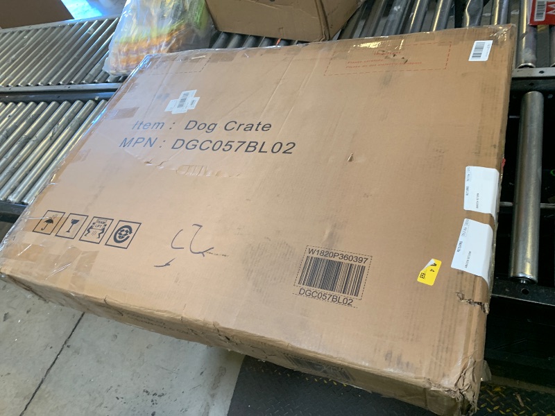 Photo 1 of Lyromix 43'' L-Shaped Corner Dog Crate Furniture Large Breed with Double Rooms,Wooden Dog Crate End Table Indoor with Removable Divider for Small to Medium Dogs, Can Use Separately