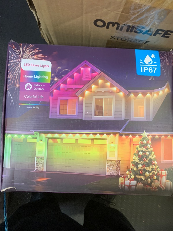 Photo 1 of POOFZY Permanent Outdoor Lights for House,200ft RGB+IC Smart Outdoor Decor, 50 Scene Modes,App/Remote Control,for Christmas,Super Bowl,V-Day,Thanksgiving,Daily & Holiday Party Decor
