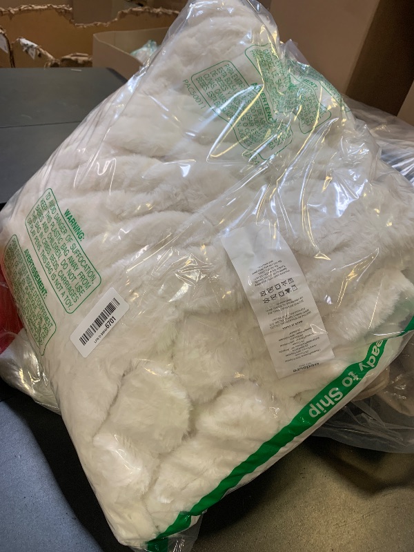 Photo 1 of Bedsure Gentlesoft Double-Sided Ruched Faux Fur Throw Blanket for Couch, Cozy Soft Fuzzy Fluffy Faux Rabbit Fur Blanket, Luxury Gifts for Women Thick Warm Plush Room Decor, 50X60 Inch, Cream