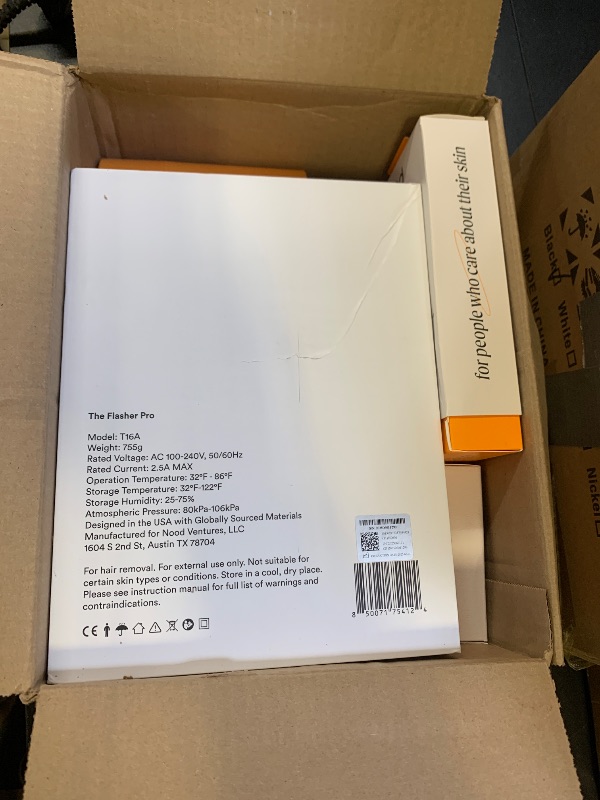 Photo 1 of Nood™ NEW Flasher Pro Kit Lite — IPL Laser Hair Removal Device for Women & Men + Refillable 5-Blade Shaving Razor Kit + Exfoliating Buff Bar + After Shave Serum to Slow Hair Regrowth — Gloss White