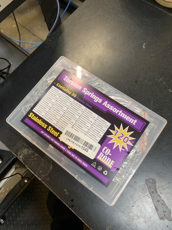 Photo 1 of 120Pcs Torsional Springs Assortment Kit, Stainless Steel Springs, Mechanical Small Torsion Spring for Shop and Home Repairs, 30 Different Sizes with Individual Bags