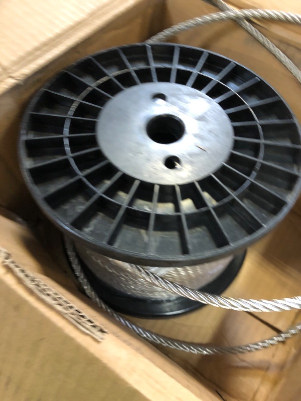 Photo 1 of 1/4" Stainless Steel Cable,7x19 Strand Aircraft Wire Rope,Cable for Heavy Duty Applications,Outdoor Pulley Cables,Deck Railing with Gloves,Breaking Strength 6400 Ibs,150FT
