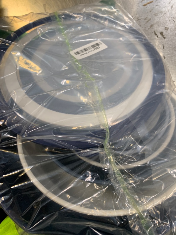 Photo 1 of **USED/DIRTY** COOK WITH COLOR Mixing Bowls with TPR Lids - Plastic Nesting Bowls Set includes Prep Bowls and Lids, Microwave Safe Mixing Bowl Set (Blue and White)