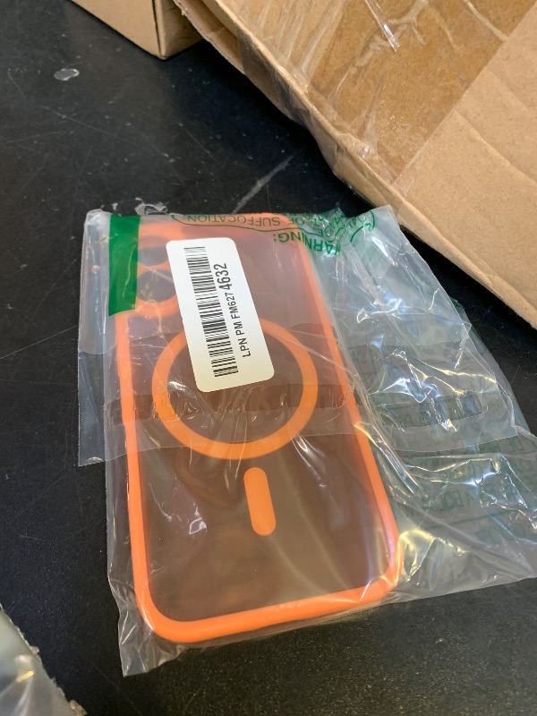 Photo 1 of FNTCASE for iPhone 16 Case Matte: Magnetic Phone Cases with Screen Protector Drop Proof Compatible with Magsafe Slim Anti Yellowing Rugged Shockproof Protective Translucent Cell Cover (C-Orange)