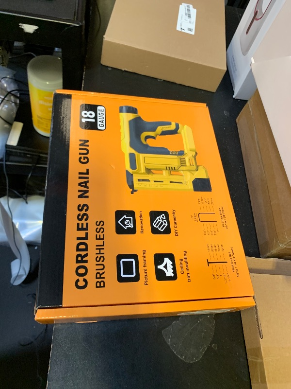 Photo 1 of CAMXTOOL Cordless Nail Gun Compatible with Dewalt 20V Battery, 2-in-1 Electric Brad Nailer/Staple Gun 18 Gauge, Battery Powered Nail Guns with 1000 Nails & 1000 Staples for Wood Carpentry, Tool Only