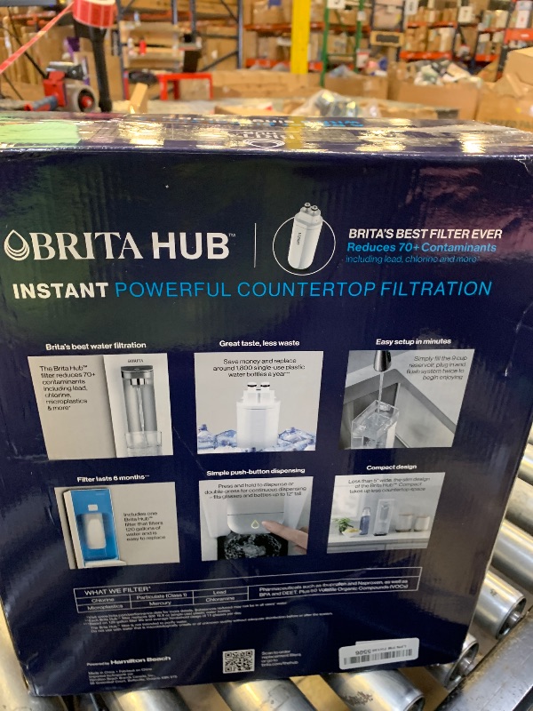 Photo 1 of Brita Hub Compact Instant Powerful Countertop Water Filter System, Reduces 70+ Contaminants, 9 Cup Water Reservoir, Includes 6 Month Carbon Block Filter, White, 87344