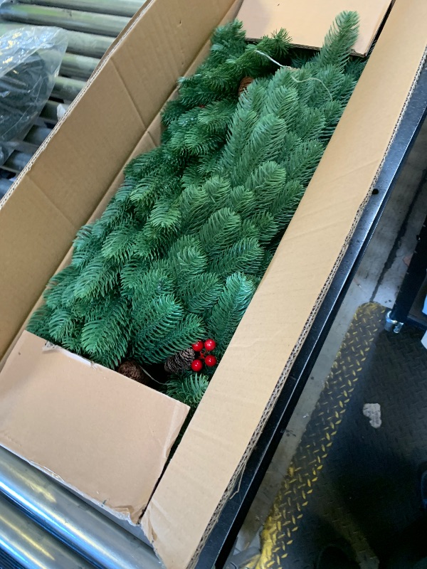 Photo 1 of 9 FT by 12 Inch Christmas Garland Decorations Realistic-Feel PE Xmas Garland with Thicker Lifelike 270 Branchs Tips for Fireplace Door Stairs Home Outdoor Decor (Green)