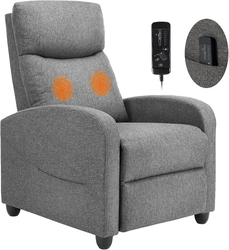 Photo 1 of Sweetcrispy Massage Recliner Chair for Adults, Adjustable Home Theater Seating with Lumbar Support, Small Recliners for Small Spaces, Dark Grey
