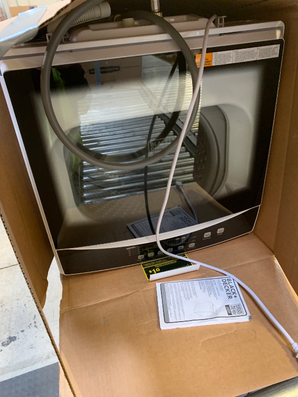 Photo 1 of BLACK+DECKER 3.0 Cu. Ft. Portable Washer, 26.5 lb. Capacity Washing Machine, 6 Cycles, Quick Connect Sink Adapter and Drain Hose Included, Transparent Lid & LED Display, BPW30MW, White