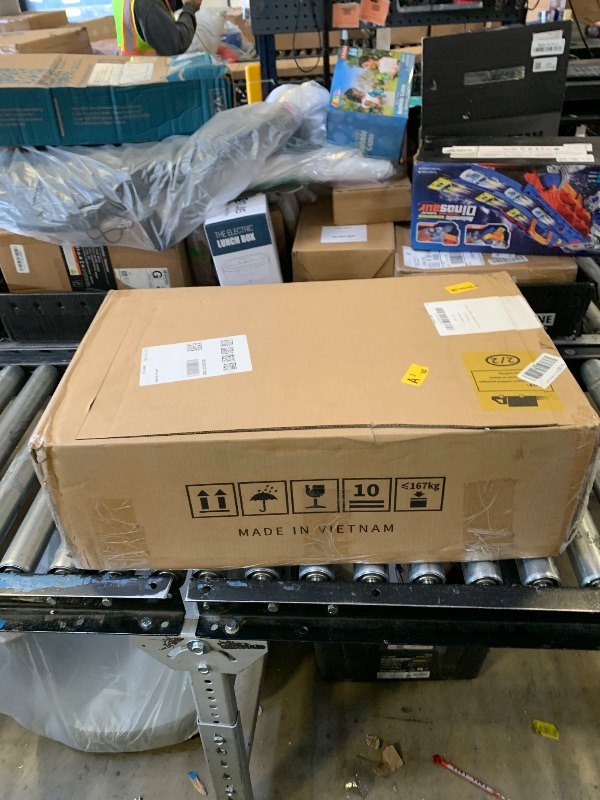 Photo 1 of **INCOMPLETE, SEE NOTES** DWVO 46'' Glass Top Makeup Vanity with 10 Drawers, Vanity Desk Set with Large LED Mirror, Built-in Charging Station & Cushioned Storage Chair, Dressing Table with 3-Color Light Modes, Cream White