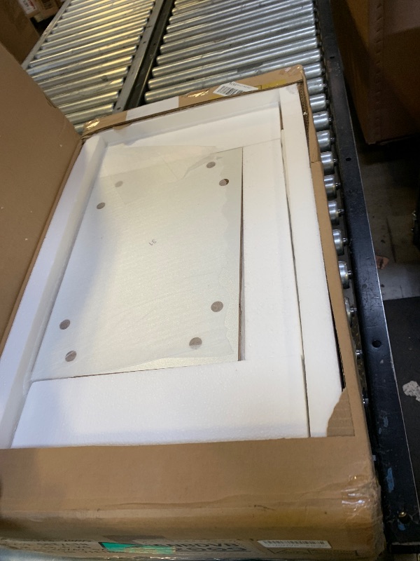 Photo 1 of **INCOMPLETE, SEE NOTES** DWVO 46'' Glass Top Makeup Vanity with 10 Drawers, Vanity Desk Set with Large LED Mirror, Built-in Charging Station & Cushioned Storage Chair, Dressing Table with 3-Color Light Modes, Cream White