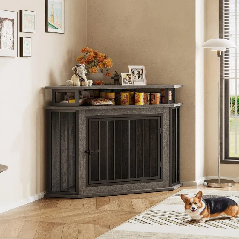 Photo 1 of Corner Dog Crate with 2-Tier Shelves