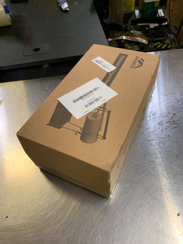 Photo 1 of PHINOX Utensil Caddy with Handle and Paper Towel Roll Holders, Silverware and Condiment Caddy for Party, Picnic and Camping, Black