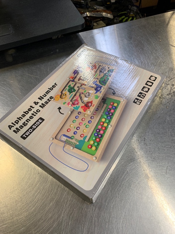 Photo 1 of UMEREACT 2 in 1 Magnetic Color and Number Maze Double-Sided ABC Alphabet Puzzles Board Magnet Dinosaur Counting Maze Preschool Learning Montessori Education 3 4 5 Years Toys (Multicolored, One Size)