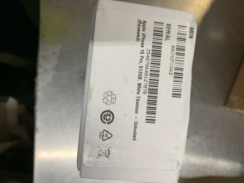 Photo 1 of Apple iPhone 15 Pro, 512GB, White Titanium - Unlocked (Renewed)